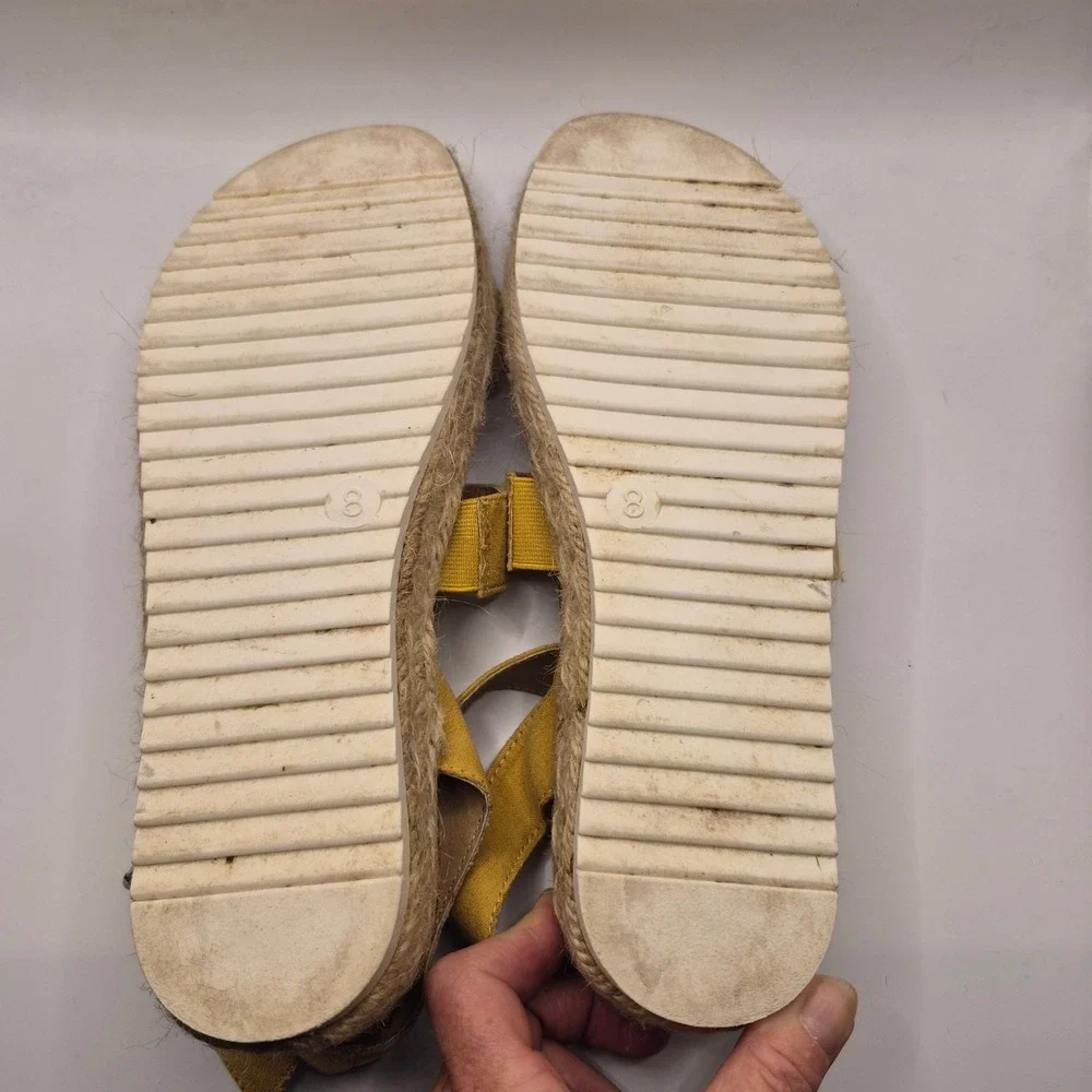 Universal‎ Thread Mustard Yellow Platform Espadrille Sandals Size 8 Boho Summer
